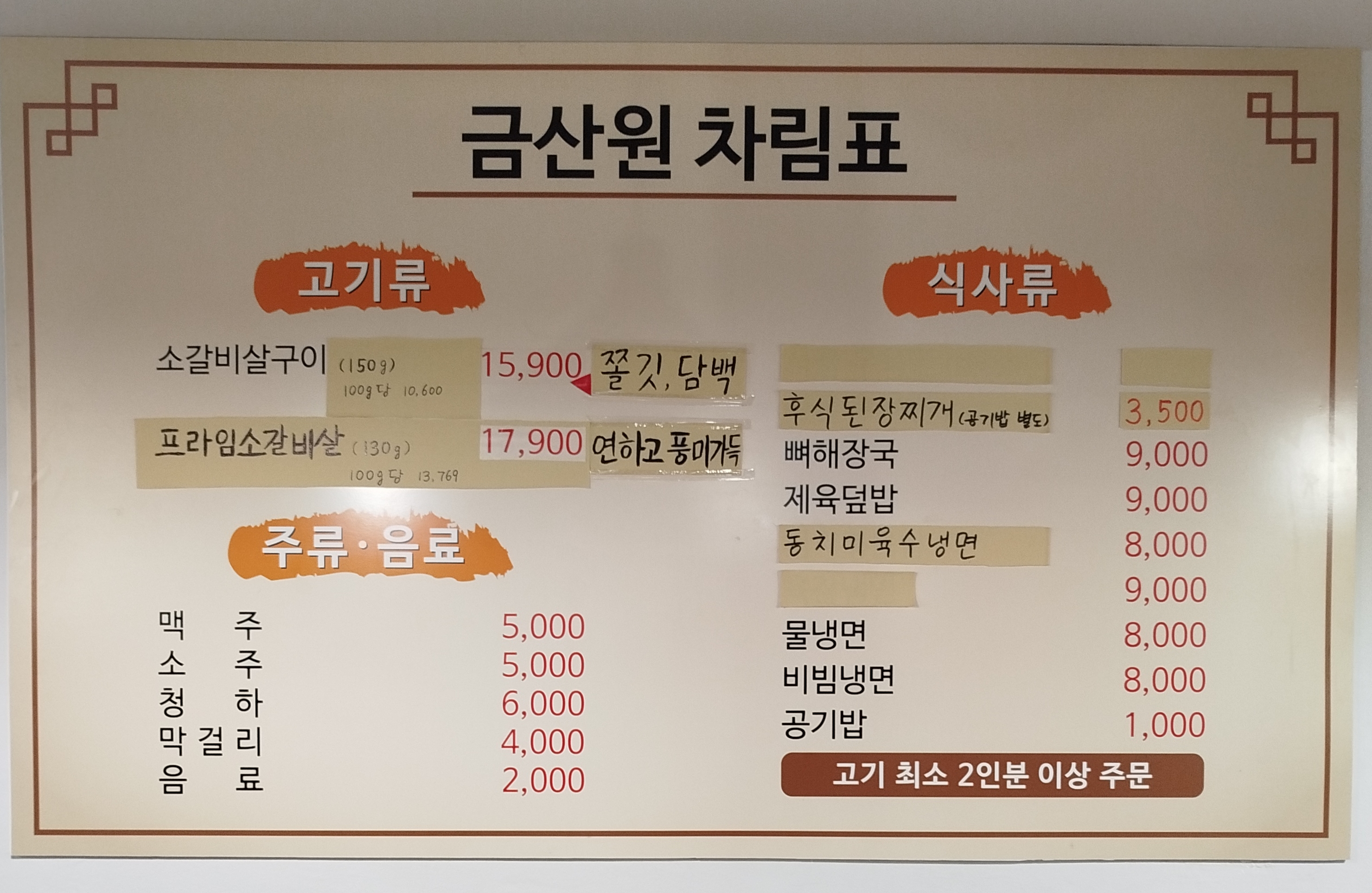 금산원 참숯소갈비살